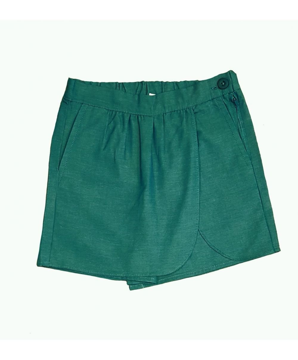 Fille Jupe Short Vert Ecole Saint Joseph Bras Canot